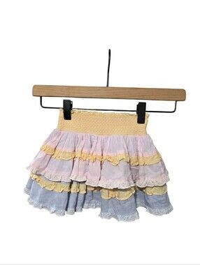 LOVE SHACK FANCY Girls Toddler 3-4 Years Tiered Ruffled Multicolor Mini Skirt